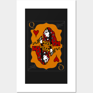 Indian Queen Of Hearts Desi Girl Black Background Posters and Art